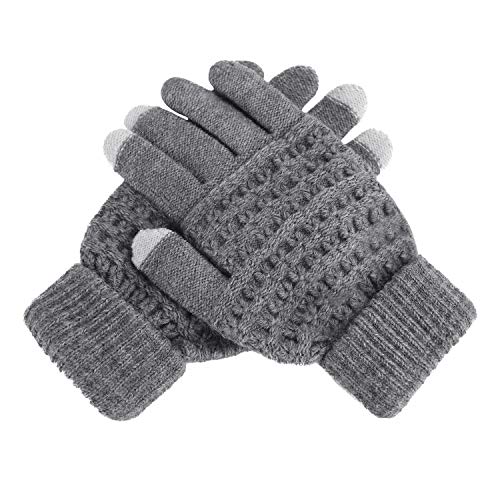 Fakeface Knitted Wool Touch Screen Texting Gloves For All Touchscreen Electronic Devices For Women/Ladies/Girls; Great Gift For Christmas/Birthday/New Year (Grey) #TOP3