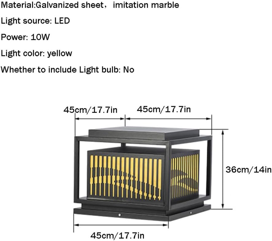 Modern Post Lamp for Yard Square Fence Deck Cap Light Column Lights Antique Stigma Lamps Garden Post Pedestal Lamp for Outdoor Decor Patio Garden Pathway,E26 60W