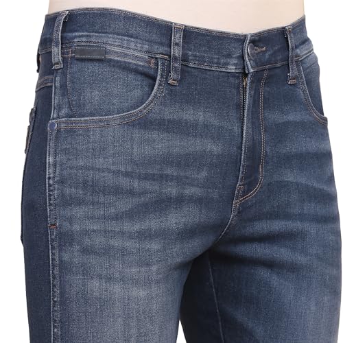 Image of Wrangler Men's Blue Straight Fit High Rise Jeans