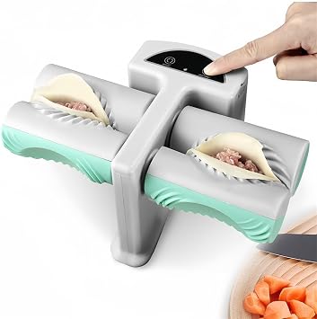 Oniissy Automatic Electric Dumpling Maker Household Double Head Dumpling Machine,Electric Dumpling Maker Machine Dumpling Press,USB Charging Power Supply(B)