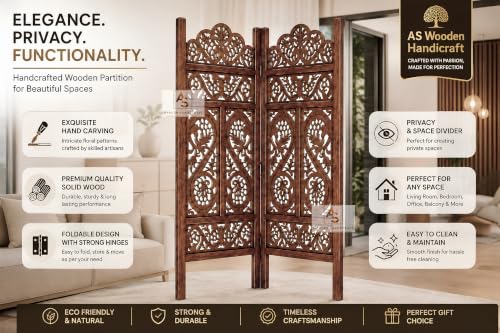 Image of Wooden Partition for Living Room,Divider Wall Room Divider Screen Separator, Wall Panel Divider for Hall | Bedroom |Office | Puja Room | Restaurant S Design (Antique, 4ft 2 Panel)