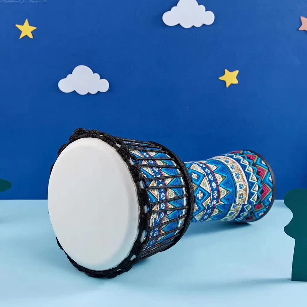 Walmeck Tambor Africano Djembe, Tambor de Mano Portátil de 8 Pulgadas, Cabezal Piel Cabra, Cuerpo Resina ABS, Patrones Artísticos Coloridos para Práctica Via (Roja)