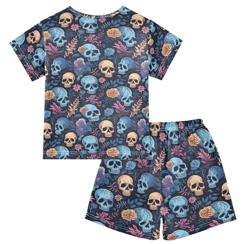 Sugar Skull Skeleton Gothic Flowers Pajama Set Pajamas Sleepwear Nightwear Loungewear Clothes Set B04030052