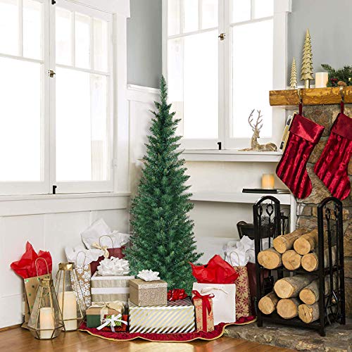 GYMAX Albero di Natale Slim 150 cm, Stretto e