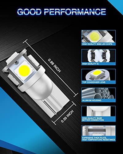 Marsauto 194 LED Bulb 6000K White 168 T10 2825 W5W 5SMD Replacement Bulbs for Car Dome Map Door Courtesy Side Marker Reading Glove Box License Plate Lights (Pack of 10)(Clear Lens Side Marker) - 4