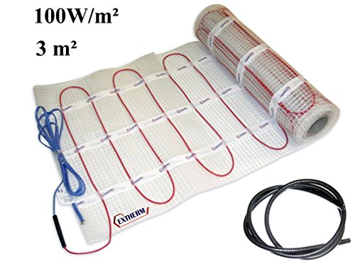 Extherm, tappetino con doppio cavo riscaldante per installazione del riscaldamento a pavimento, 100 W, piacevole calore in tutte le stanze, soluzione ad energia rinnovabile