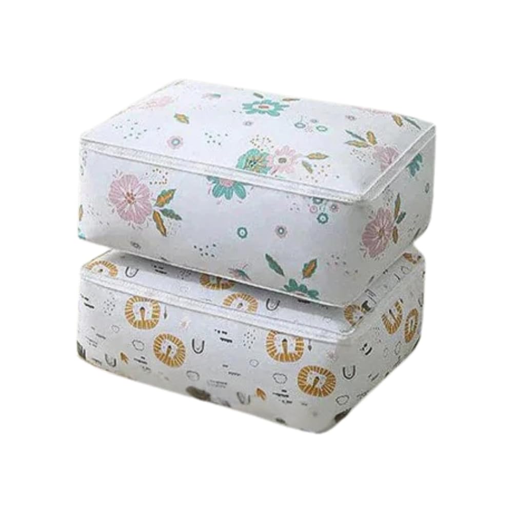 Blanket Storage Bag, Space Saver Bag, PEVA Material, Washable, Foldable Underbed Storage, For Bedspreads, Pillows, Large Quilt Cover (56 x 38 x 20 cm, White Colour) (2)-image-41
