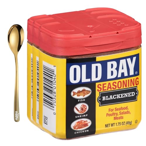 moofin Old Bay Seasoning, 1.75 oz - Blackened, Blackening Seasoning, Bundled with Gen Spoon for Seafood, Chicken, Veggies, Fish Seasoning for Authentic Southern, Cajun [Pack of 3]