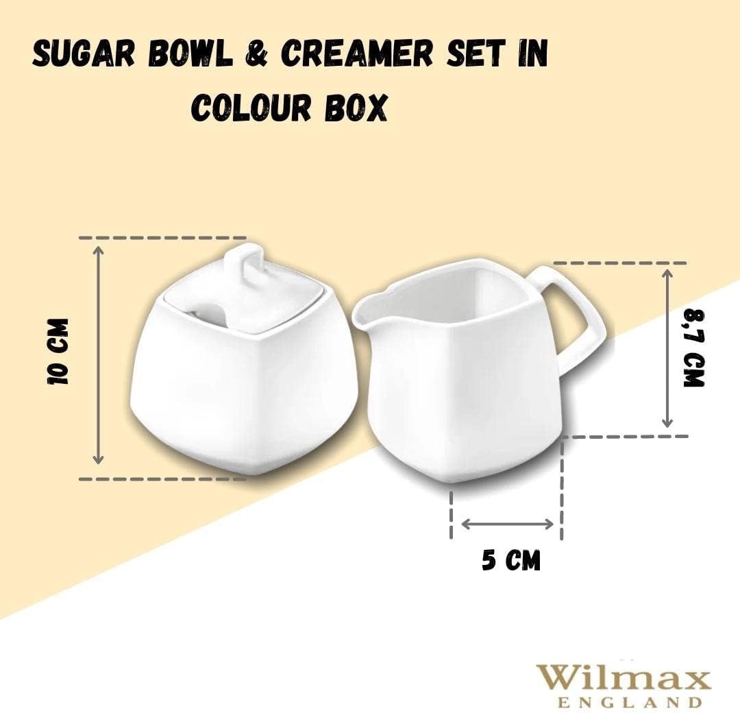 Wilmax WL-995028/2C Porcelain Sugar Bowl and Milk Jug Set, White, 2 Pieces