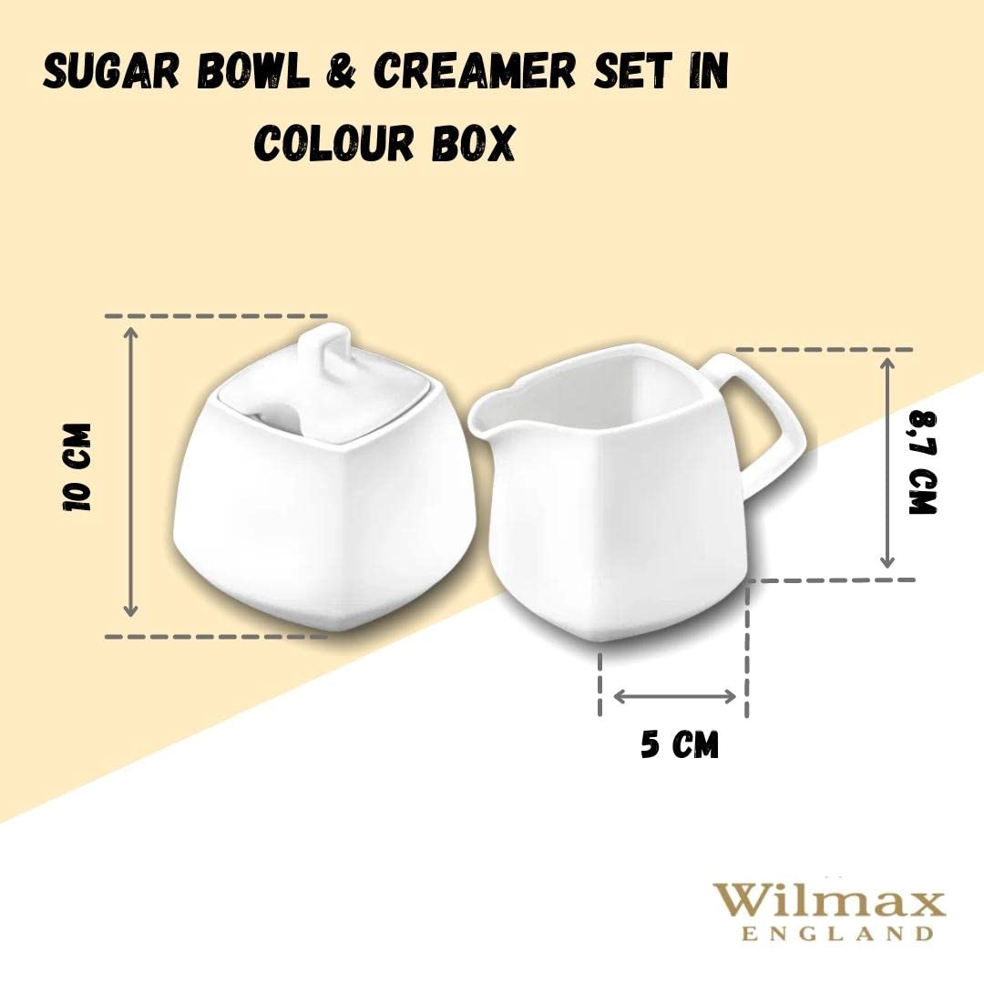 Wilmax | Jarra de leche y azucarero OLIVIA | Intemporal | Elegante | Color universal | Resistente a los arañazos | Porcelana | Ergonómico | Lavable a máquina