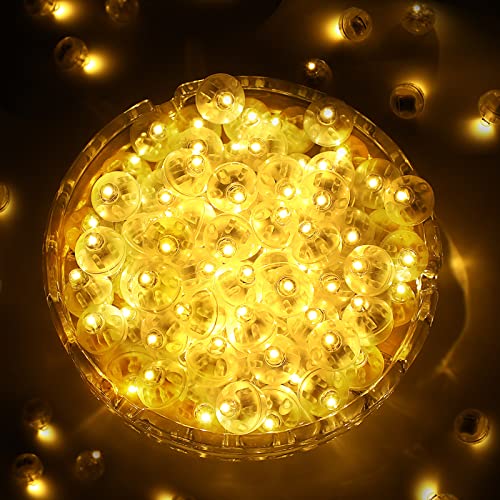 ZGWJ 100PCs Warm White Balloon Lights Mini, Battery Powered, Long Standby Time Waterproof Tiny Led Round Light for Paper Lantern Latex Clear Balloon Wedding Party Christmas Halloween Decoration