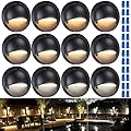 LEONLITE 12-Pack LED Low Voltage Deck Lights, 180LM Landscape Step Railing Fence Light, 12-36V AC/DC, Die-cast Aluminum Housing & Frosted Glass Lens, UL Listed Cord, Black, 2700K/3000K/4000K