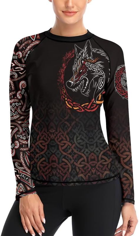 Viking Women's Compression Shirt Long Sleeve MMA BJJ Rash Guard Grappling Jiu Jitsu No Gi
