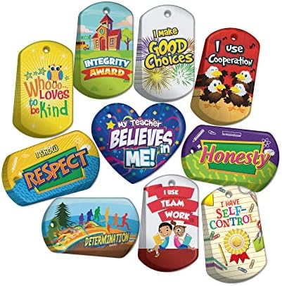 Brag Tag Value Pack to Encourage & Support Positive Classroom Student Behavior: 100 Tags (10 Tags for Each Shape) + 25 USA-Made 24" Hypoallergenic Aluminum Safety Chains image 5