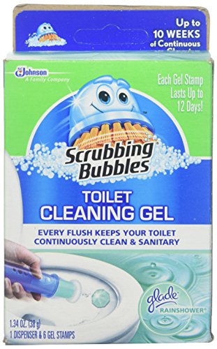 Scrubbing Bubbles Toilet Gel Rain Shower, 1 Dispenser and 6 Gel Stamps (2 Pack) - Packaging May Vary