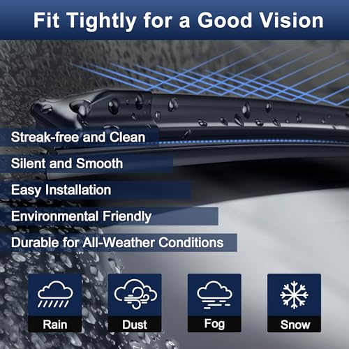 X AUTOHAUX 2pcs 26"+16" Silicone Front Windshield Wiper Blade for Lincoln MKC 2015-2019 for Pontiac G8 2008-2009 Windscreen Wiper OE Replacement Set All-Seasons Pinch-Tab by X AUTOHAUX - Image 3