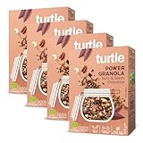 Turtle Cereal – Power Granola Nuts & Seeds Chocolate High Protein 21g No Oats 350g (Pack of 4) | Gluten Free Granola, Low Sugar, High Fibre 8.4g, Natural Ingredients | Better Breakfast