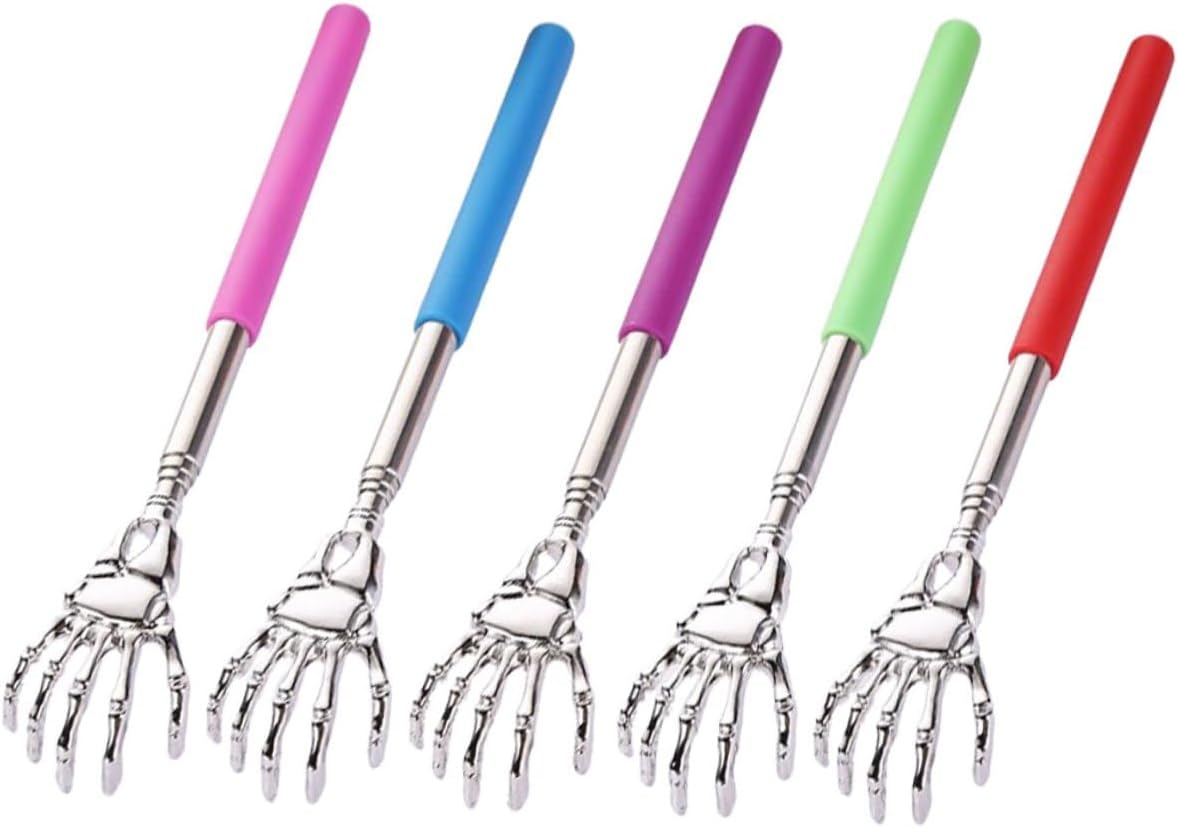 5Pcs Retractable Stainless Steel Back Scratchers Portable Manual Scratcher Tools for Adults Comfortable Smooth Massager in Multiple Colors