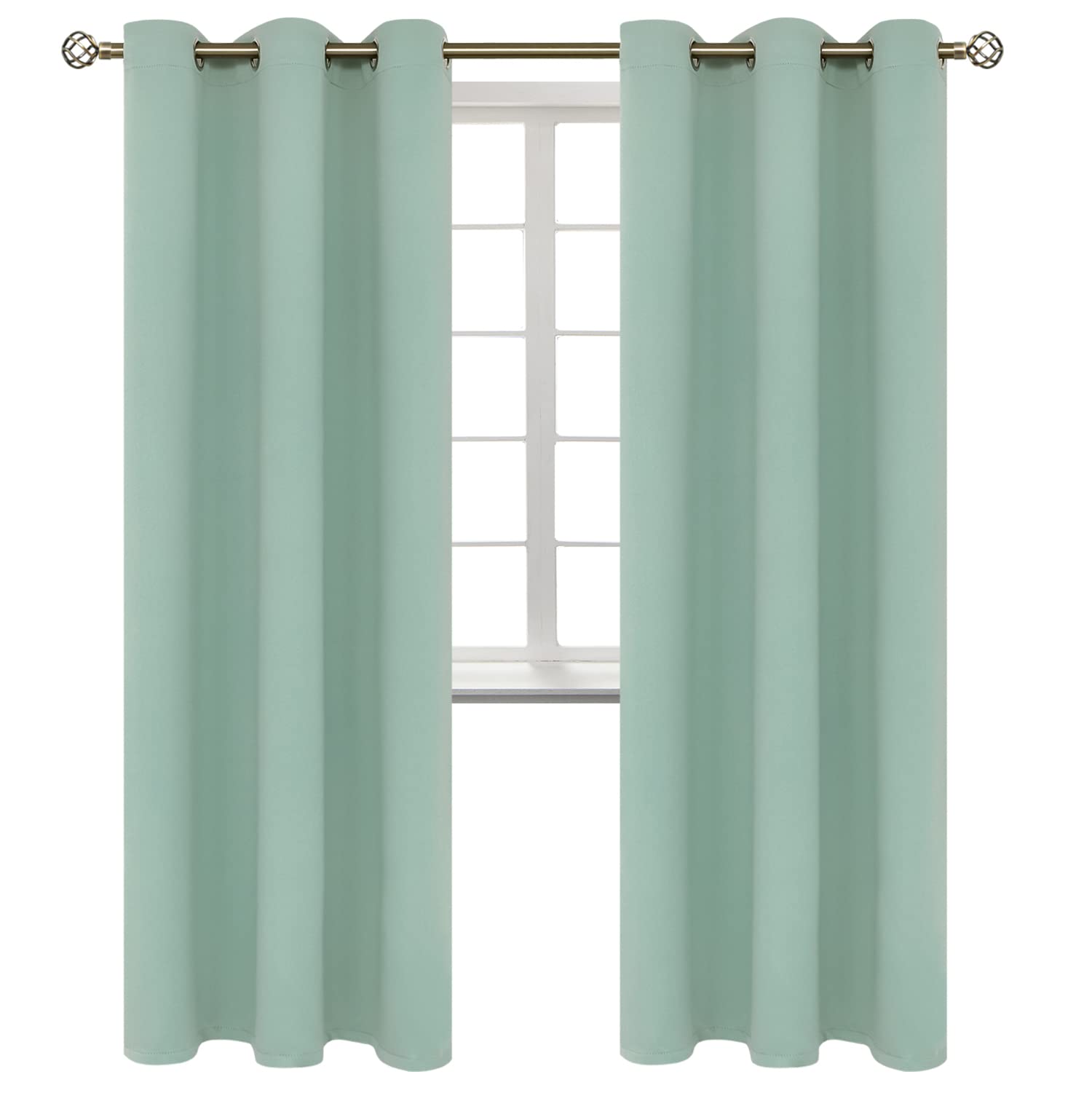 Photo 1 of BGment Blackout Curtains - Grommet Thermal Insulated Room Darkening Bedroom and Living Room Curtains, Set of 2 Panels (42 x 84 Inch, Frosty Green)