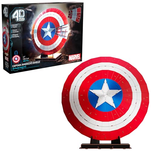 4D Build Captain America Shield 3D Model Kit with Stand