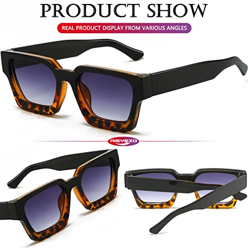 Image of AIEYEZO Square Sunglasses for Women Men Square Thick Frame Sun Glasses Simple Designer Style Shades
