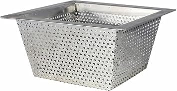Commercial Flood Drain Strainer | Heavy-Duty Stainless Steel Square Floor Drain Cover | NSF Stainless Steel, 10" x 10" x 5"