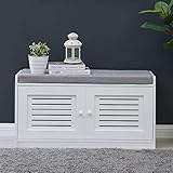 Sturdis Shoe Storage Bench White - Cushion Seat - Adjustable Shelves - Soft-Close Hinges - for Comfort & Style, Perfect for Entryway First Impression!