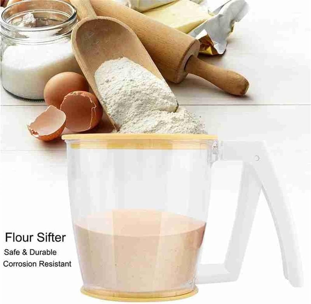 Cup Flour Sifter Strainer Plastic Sugar Powder Sieve Filter with Lid Kitchen Baking Pastry Tools