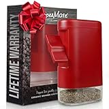 PepperMate Traditional Pepper Mill- Manual High Volume Peppercorns and Salt Grinder with Ergonomic Turnkey Handle and Ceramic Precision Mechanism with Adjustable Grind for the Gourmet Chef (Red)