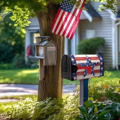 Image of America Flag Mailbox Cover Large Size Magnetic Patriotic Star Mail Box Wrap 4th of July Memorial Letter Post Box Cover Independence Day Mailbox Covers for Outside Oversized 25.5 X 21 Inch