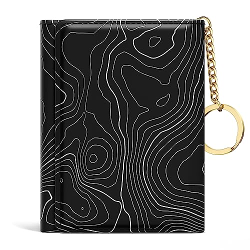 Image of Rouidr Womens Wallet, Small Slim RFID Card Wallets for Women, Cute Front Pocket Trifold Leather Card Organizer with 7 Slots & ID Window, Black Lake