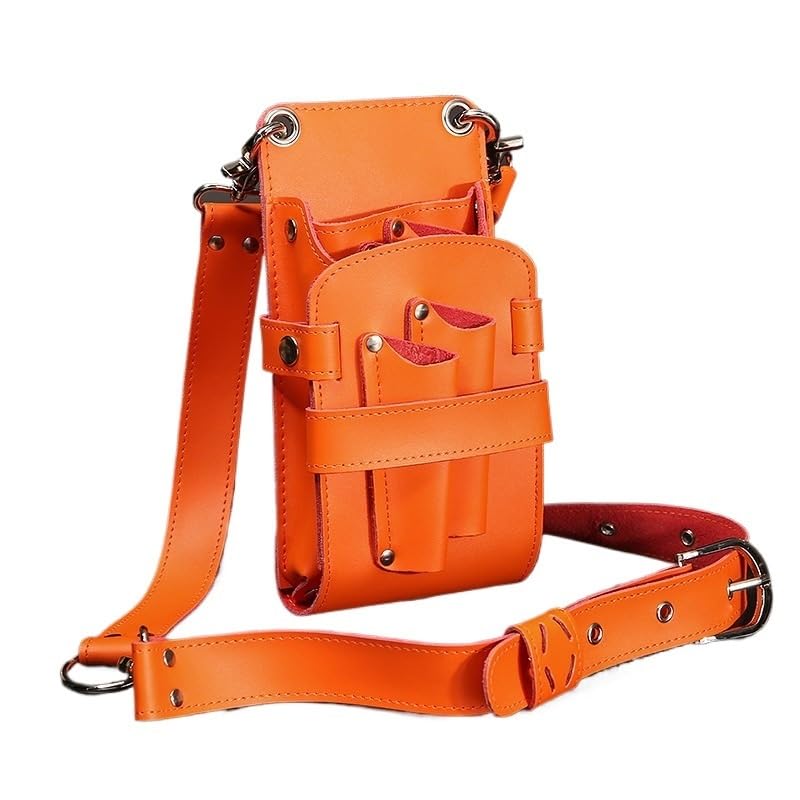 Borsa Parrucchiere Borsa for Forbici for Capelli con Clip Borsa for Parrucchiere, Barbiere, Forbici, Fondina, Custodia con Cintura in Vita Borsa da Barbiere(Orange)