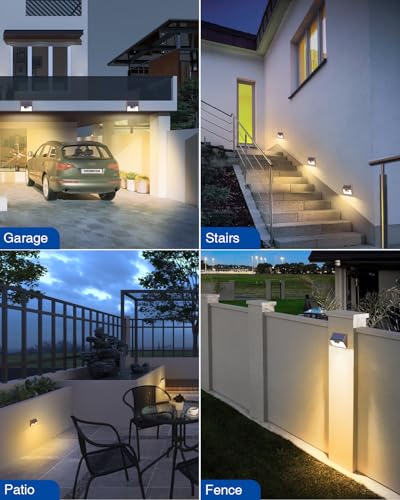 Image of Peasur Solar Lights Outdoor Motion Sensor, 12Pack 140LED Waterproof Solar Powered Fence Lights, 3 Modes Solar Security Wall Lights for Garden Yard Outside(Brown Warm White)