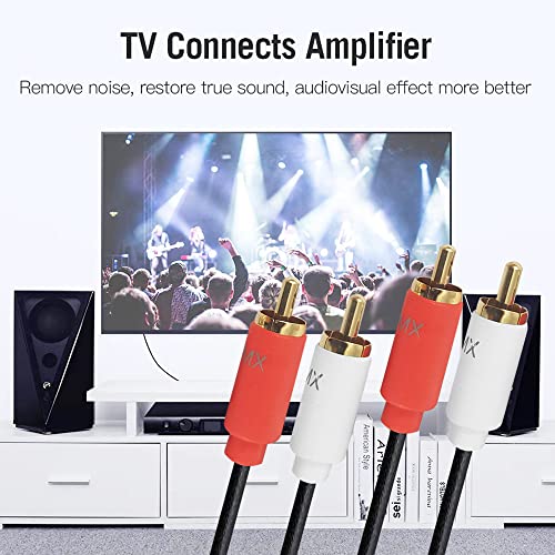 Image of MX 2 RCA to 2 Audio Stereo Cable 1.5 Meter, Gold Plated Male to Male Cord, Dual Shielded Connector for Home Theater, Amplifier, Hi-Fi System, Car Sound & Speakers