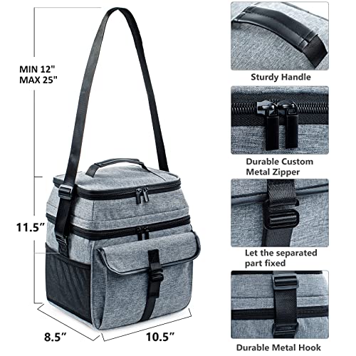 Bagsprite Large Lunch Bag For Men/Women Women, Double Deck Large Lunch Box, Mens Lunch Bags Insulated For Work, Adult Lunch Box Leakproof Cooler Tote Bags, Resuable Lunch Bags #TOP1