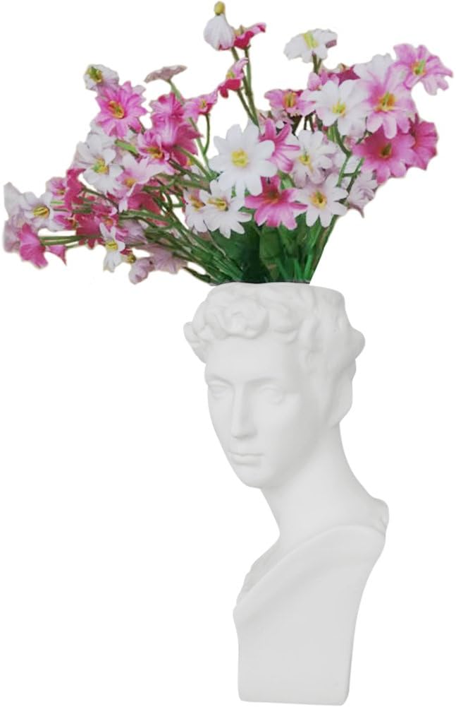 Indoor Outdoor Heads Planter Resin Succulent Planter Vase Greek Statue Planter Urn Home Garden Decor Sculpture 6.7" H, Face