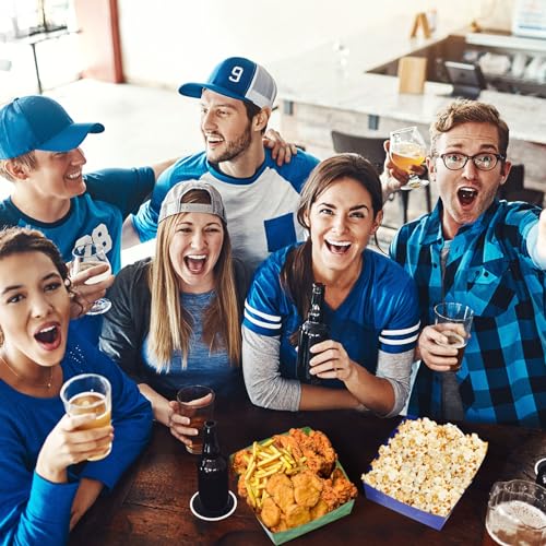 Image of Teling 36 Pcs Large Baseball Plates Party Trays 5 Lb Food Boat,Blue | Paper Plates with Baseball Designs, Holds Nachos Burgers Fries, For Softball Birthday Party Supplies, Serving Snack Boats