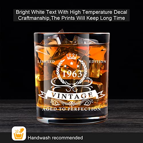 Lighten Life 60Th Birthday Gifts For Men 12 Oz,1963 Whiskey Glass In Valued Wooden Box,Whiskey Bourbon Glass For 60 Years Old Dad,Husband,Friend,60Th Bday Gift Ideas,60Th Birthday Decorations For Men #TOP2