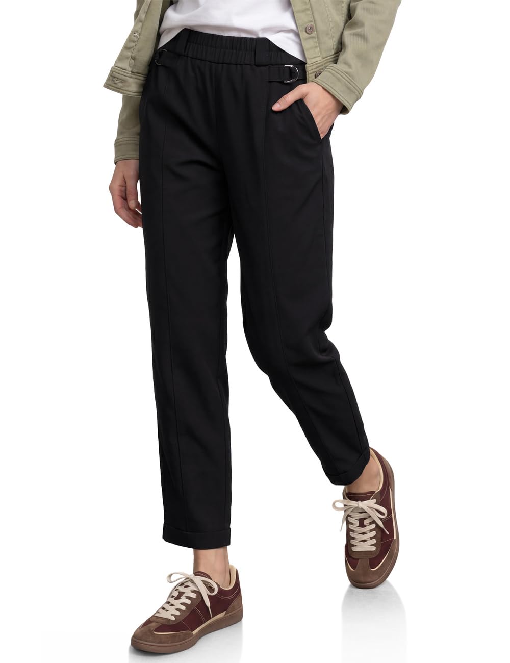 Street One Barrel Leg Trousers with Buckle Detail Black 42