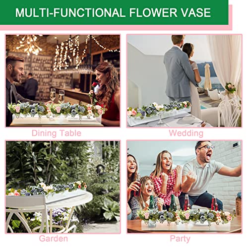 Rectangular Acrylic Vase, Clear Acrylic Flower Vase, 24 Inch Long Decorative Modern Vase For Weddings Home Decor, Rectangular Floral Centerpiece Flower Vase For Dining Table (24 Inch With 24 Holes) #TOP4