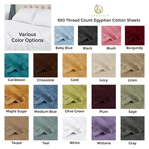 Superior 100% Egyptian Cotton 650 Thread Count, Olympic Queen 4-Piece Sheet Set, Deep Pocket, Single Ply, Solid, Teal #TOP7
