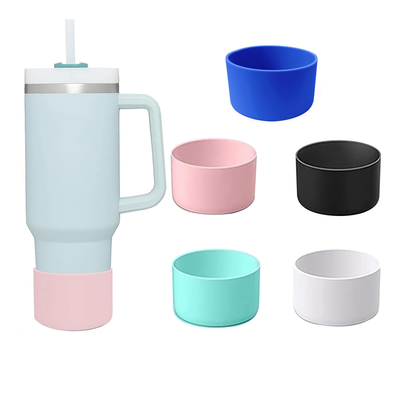 5 Pcs Protective Silicone Boot, Stanley 40 oz, 30 oz, 20 oz Silicone Boots, Stanley Cup Silicone Accessories, Water Bottle Lower Bumper Protection Cover