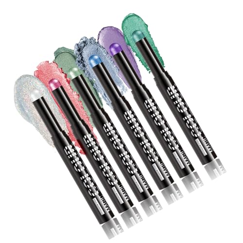 Juego de 6 sombras de ojos en crema iluminador en barra brillante mate sombra de ojos lápiz de larga duración pigmentado maquillaje crema abrillantador