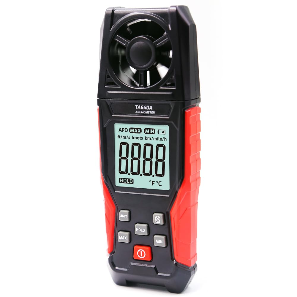 Handheld Anemometer Wind Speed Gauges Meter Measure for Wind Speed, Wind Temperature, Wind Chill, High Accuracy Digital Anemometer Air Flow Velocity