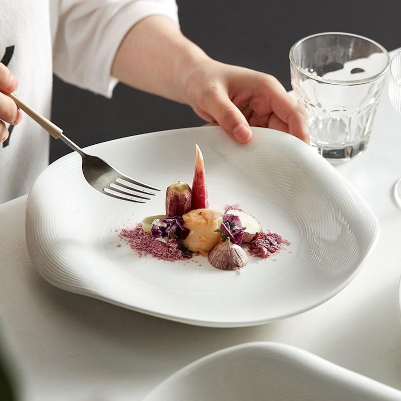 Piatti impilabili da 24,1 cm, piatti da bistecca occidentale, in ceramica, per la casa, per hotel, piatti da zuppa, piatti profondi per ristoranti (24,1 cm)