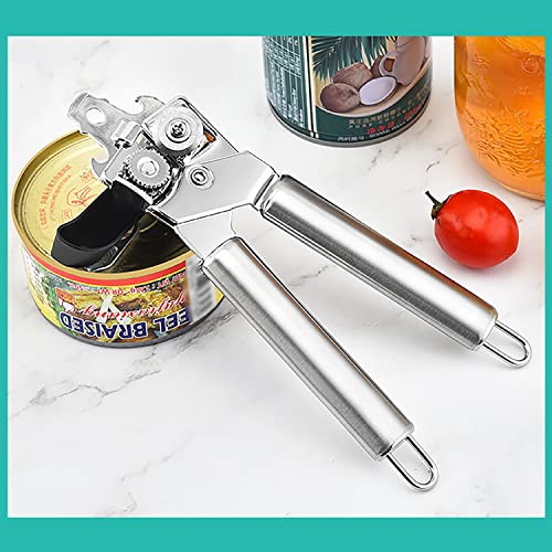 3-In-1 Can Opener Manual Stainless Steel ，Durable Food Safe Cut Multifunctional Kitchen Accessories，Smooth Edge，Heavy Duty Can Opener，With Non-Slip Handle For Elderly With Arthritis (Silver) #TOP7