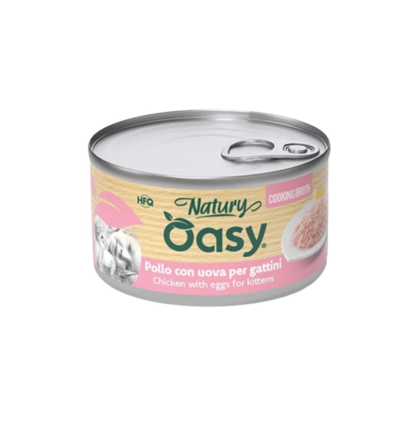 Oasy Feuchte Katze Natury Cooking Broth mit Huhn mit Ei, weiche natürliche Fäustlinge aus Brühe für Kätzchen aller Größen und Rassen | 12 Dosen mit je 85 Gramm