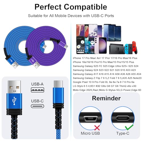 Image of Car Carplay Cable Fast for iPhone 17e /17 /Air /17 Pro /17 Pro Max /16e /16 Pro /16 Pro Max /16 Plus /16 /15 Pro Max,3FT /2Pack 3.1A USB A to USB C Charger Cord iPhone 17 Pro Car Fast Charging Cable USB Type C