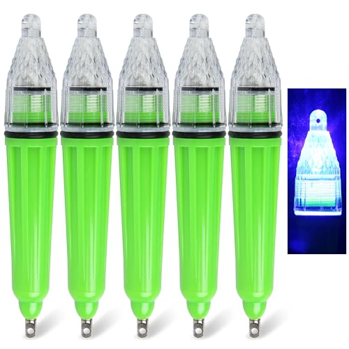 SILANON Deep Drop LED Fishing Light Underwater Waterproof Fishing Light Night Flashing Fishing Lure Light Attractants Fishing Lamp Tools for Attracting Bait Lures Blue,4.7inch