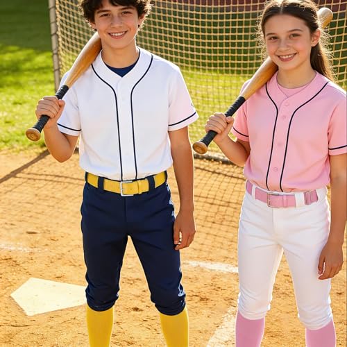 Image of VONMELLI Youth Baseball Belt and Socks Combo, Elastic Softball Belts and Socks for Boys and Adult (2 Pairs of Socks & 1 Belt)